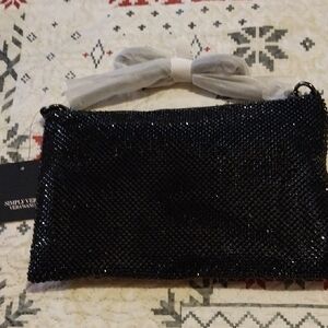 Simply Vera Vera Wang Black Beaded Shoulder Bag. NWT
